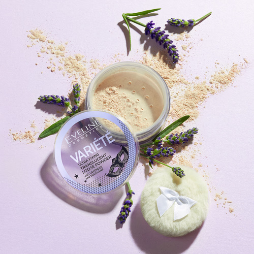 Eveline Variete Ultra Fixing Transparent Loose Face Powder with Matte Finish Lavender Squalane 6ml