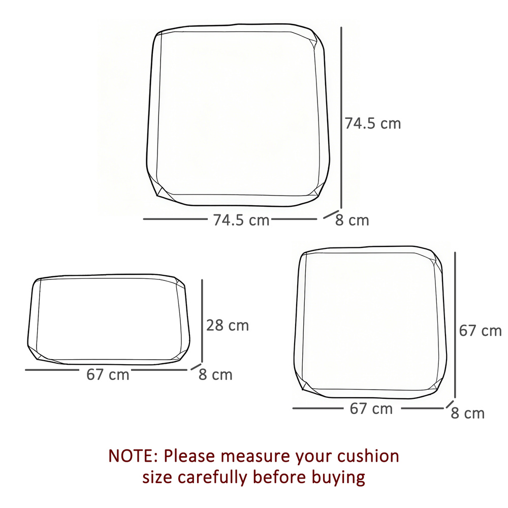 Outsunny Cushion Cover Replacement Garden Rattan Patio Furniture Seat Cover