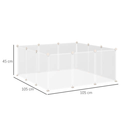 PawHut Pet Playpen DIY Small Guinea Pigs Hutches Fence 12 Panels for Kitten Bunny Chinchilla