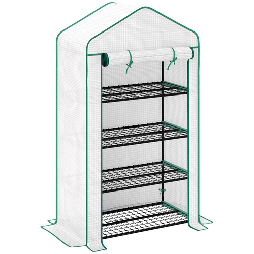 Outsunny Four-Tier Mini Greenhouse, with Reinforced Plastic Cover