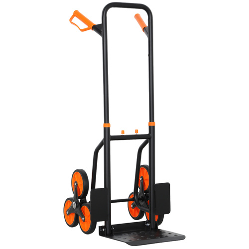 DURHAND Six-Wheel Folding  Sack Barrow Trolley - Black/Orange