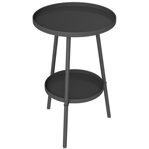Outsunny Two-Tier Metal Garden Table - Black