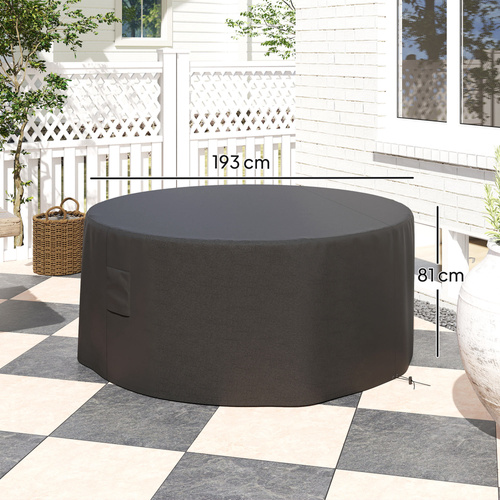 Outsunny Garden Patio Large Furniture Set Round Cover 600D Oxford Waterproof, Ф193 x 80H cm, Black