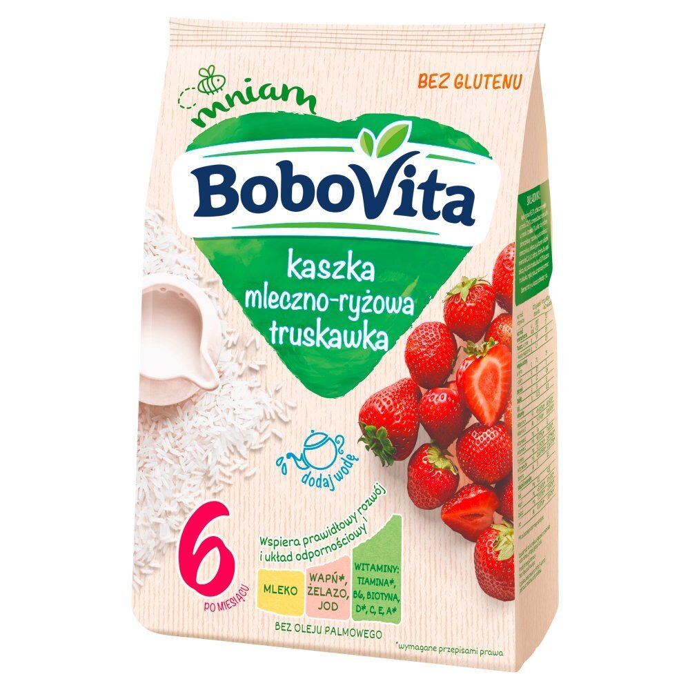 BoboVita Kaszka Mleczno-Ryżowa Truskawka dla Niemowląt po 6 Miesiącu Życia 230g