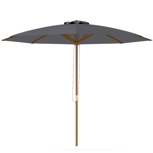 Outsunny 3m Wood Pole Parasol Umbrella - Grey