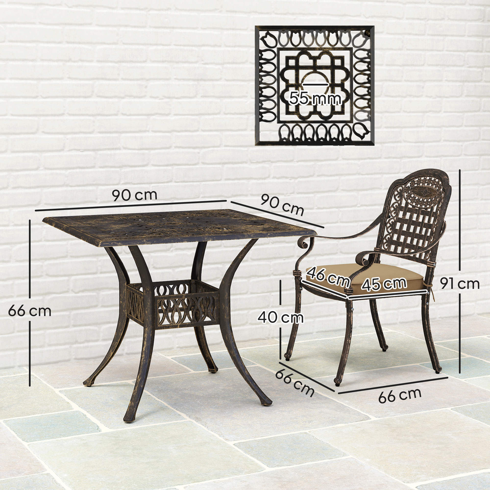 Outsunny Five-Piece Cast Aluminium Garden Dining Set - Bronze Tone
