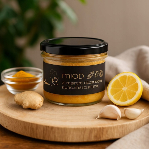 Bona Honey with Ginger Lemon Turmeric Garlic Natural Delicious Flavor 245g