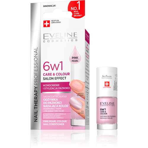 Eveline Nail Therapy Professional 6w1 Care & Colour Skoncentrowana Odżywka do Paznokci Nadająca Kolor Pink Pearl 5ml