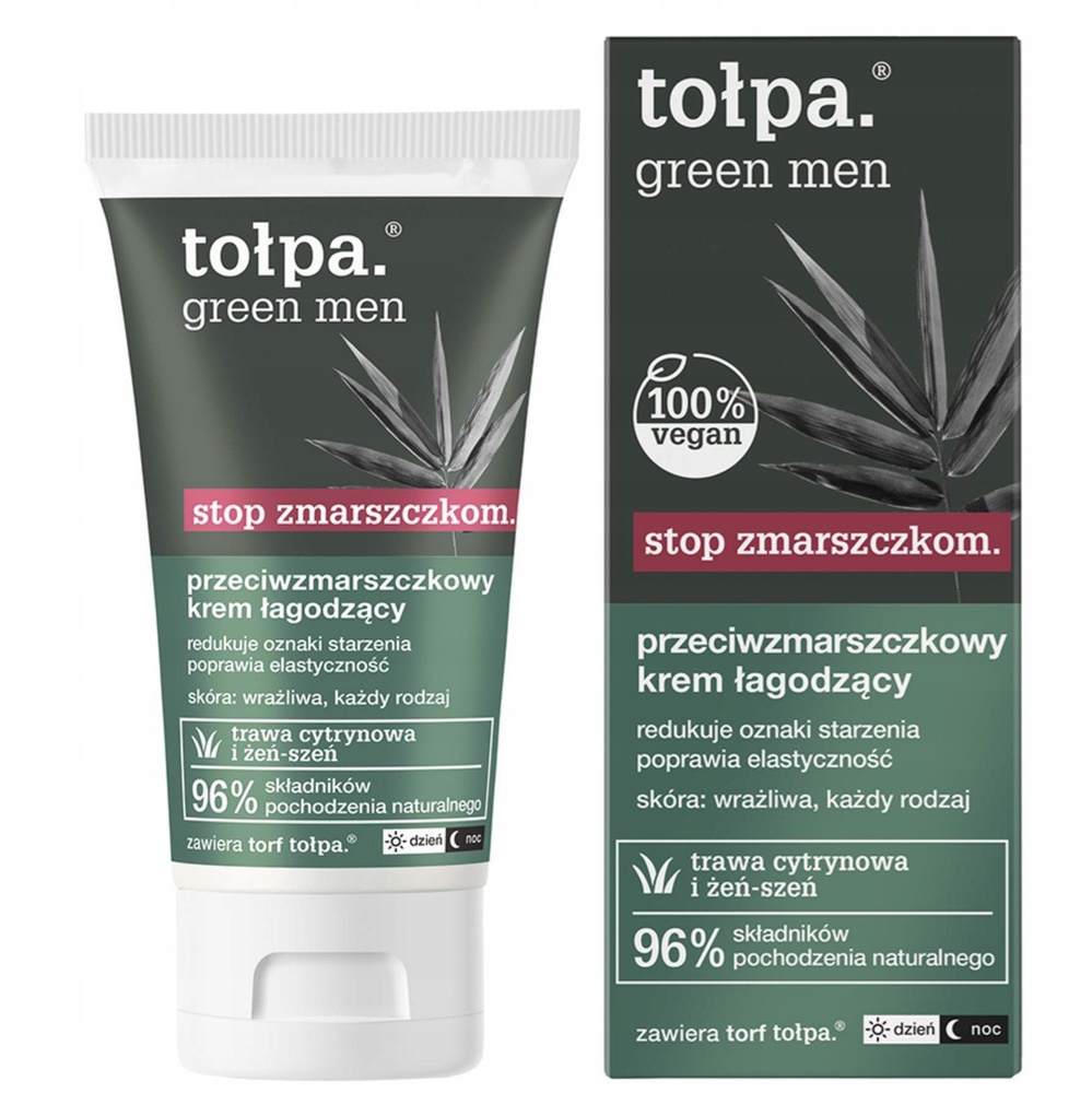 Tolpa Green Men Przeciwzmarszczkowy krem łagodzący dla skóry wrażliwej 50ml