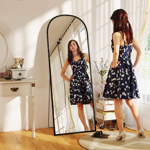 HOMCOM 165cm Aluminium Frame Standing Mirror - Black