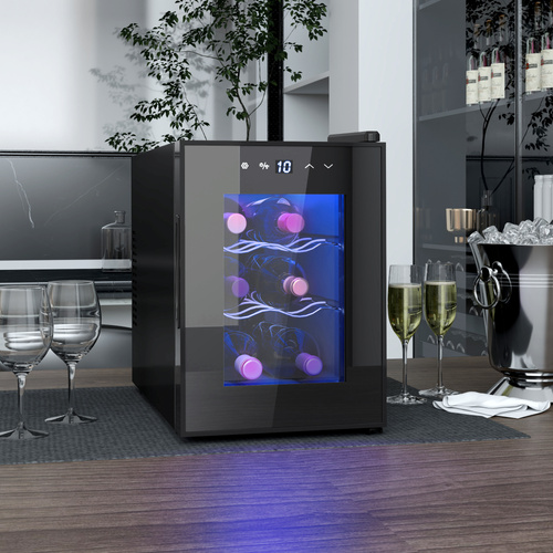 HOMCOM Six Bottle 8-18℃ Countertop Wine Fridge - Black