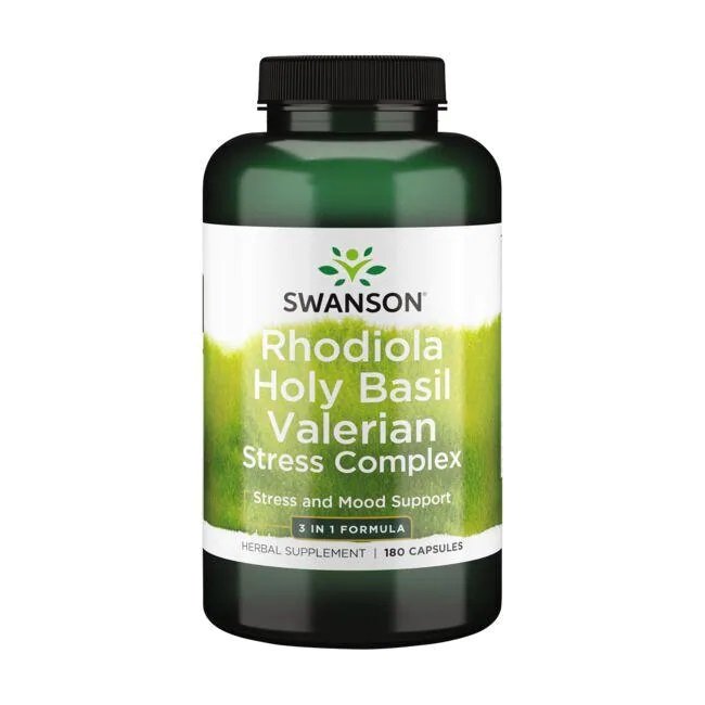 Swanson Rhodiola Holy Basil & Valerian for Stress Support 180 Capsules