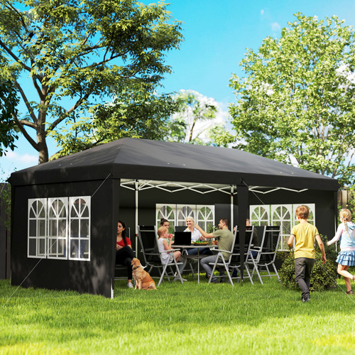 Outsunny 3 x 6m Pop-Up Gazebo, with Removable Walls - Black