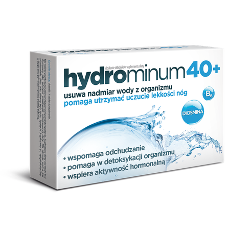 Hydrominum 40+ na Usuwanie Wody z Organizmu dla Kobiet 30 Tabletek