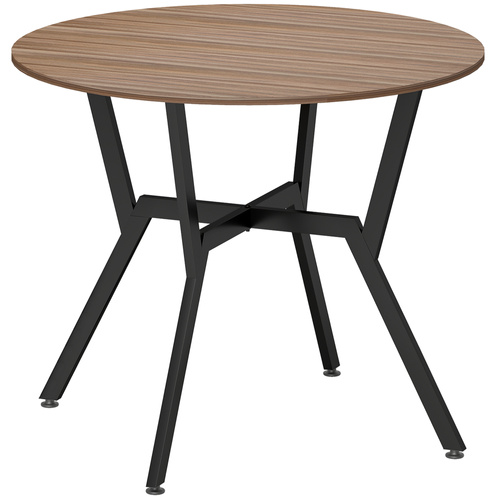 HOMCOM Round Kitchen Table with Black Legs Anti-slip Foot Pads, Dining Room Table for Living Room Dining Room, Brown