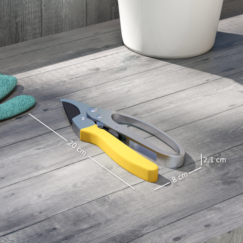 Outsunny 8" Garden Secateurs, Pruning Shears Heavy Duty with Sharp SK5 Blade, Bypass Pruners with Safety Lock and Non-Slip Handles, Lightweight & Ergonomic, Pruning Scissors for Precise Cutting