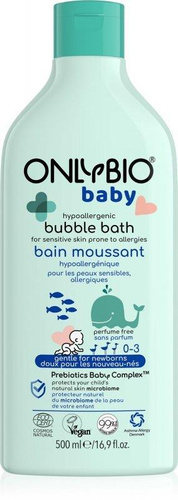 OnlyBio Baby Hipoalergiczny Płyn do Kąpieli dla Niemowląt od 1 Dnia Życia dla Skóry Atopowej i Alergicznej + Mleczko do Ciała