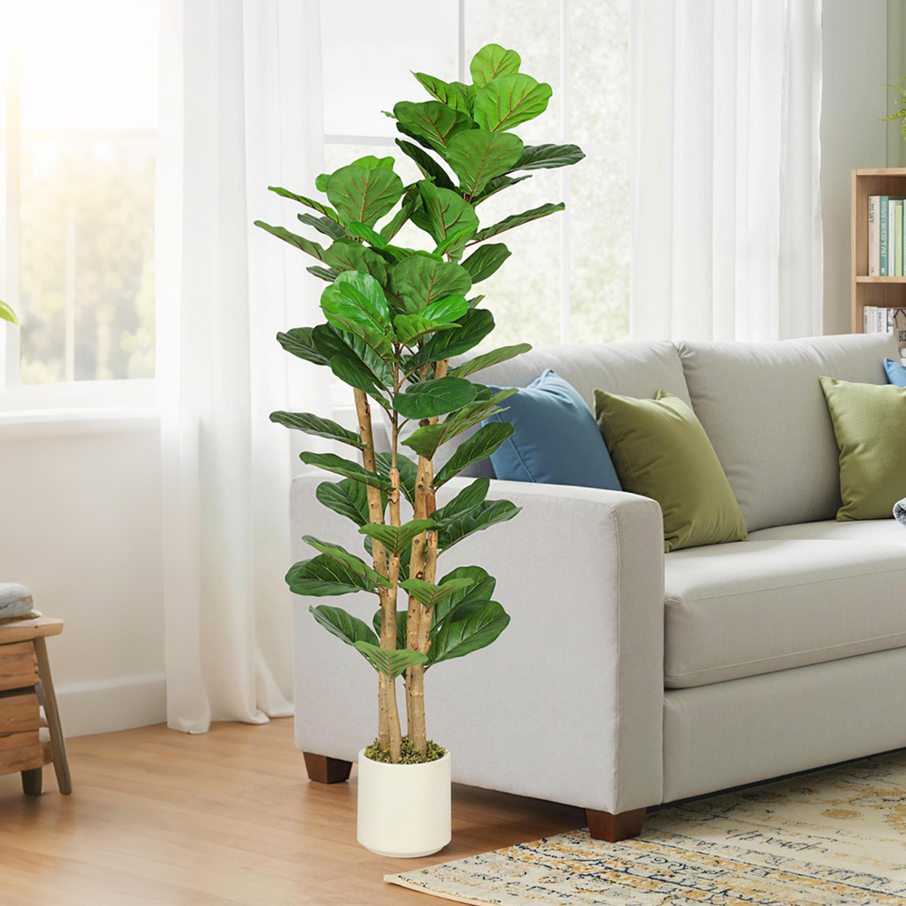 HOMCOM 150cm Artificial Fiddle Leaf Fig Tree - Green