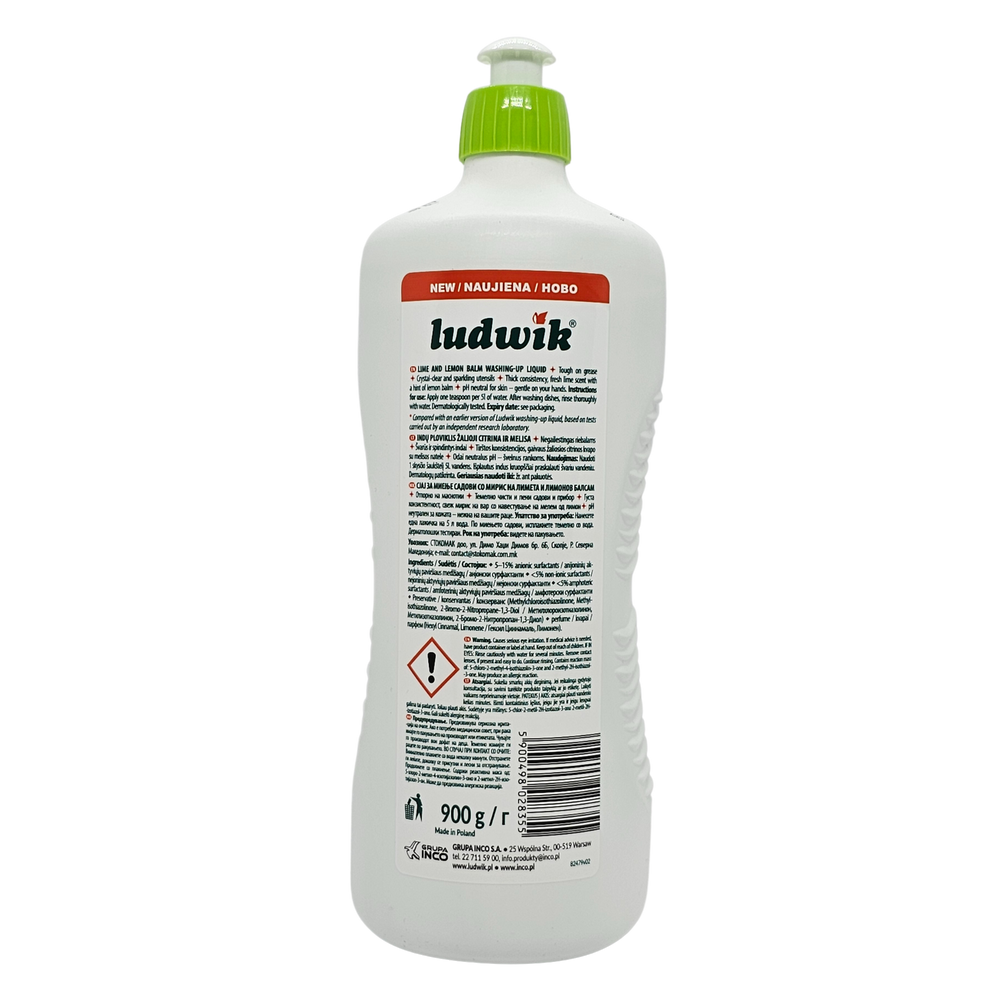 Ludwik Dishwashing Liquid with Lime and Melissa 900g