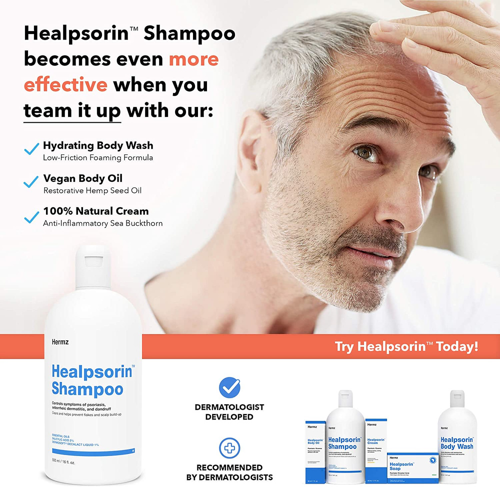 Hermz Healpsorin Shampoo for Psoriasis and Seborrheic Dermatitis 500ml