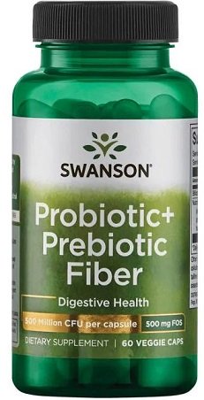 Swanson Probiotic+ Prebiotic and Fiber for Digestive Support 60 Vcapsules