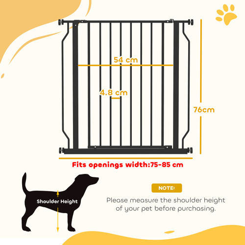 PawHut Extra Wide Dog Gate, with Door Pressure, for Doorways, Hallways, Staircases - Black
