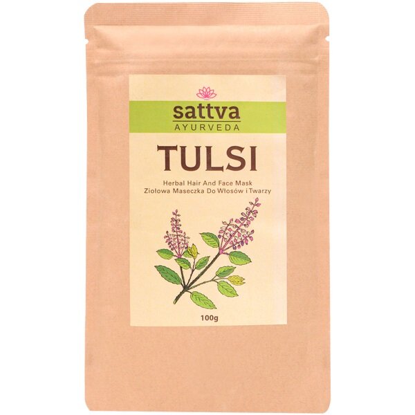 Sattva Ayurveda Tulsi Ziołowa Maska do Twarzy i Włosów 100g