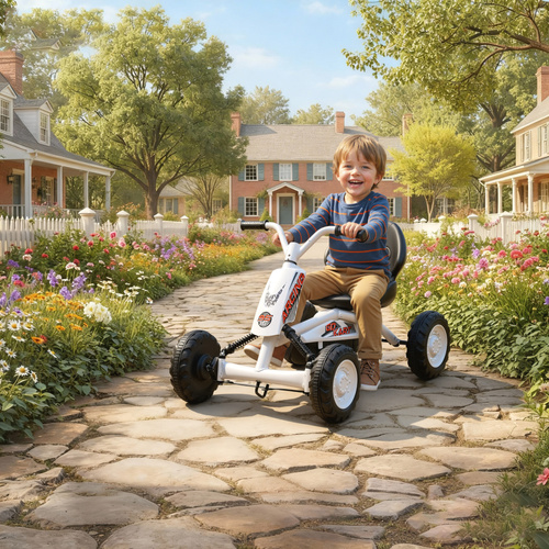 AIYAPLAY Kids Pedal Go Kart with Steel Frame, Sporty Design, for Ages 2-5 Years, White