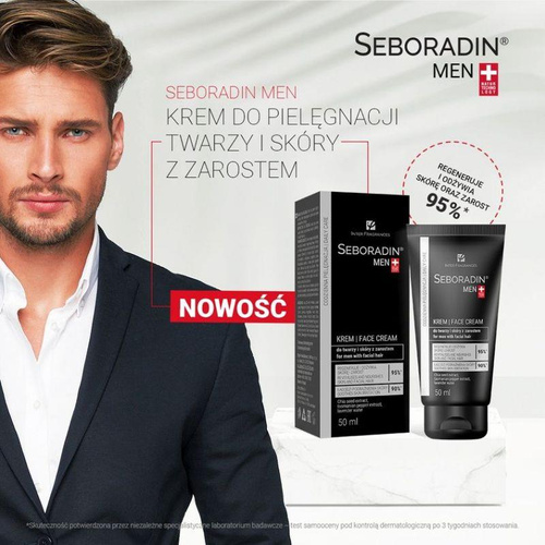 Seboradin Men Nawilżający Krem do Pielęgnacji Twarzy i Skóry z Zarostem 50ml