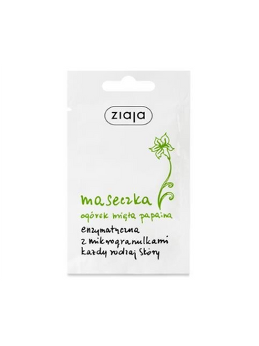Ziaja Ogórek - Mięta Papaina Enzymatyczna Żelowa Maseczka dla każdego Rodzaju Skóry Vegan 7ml