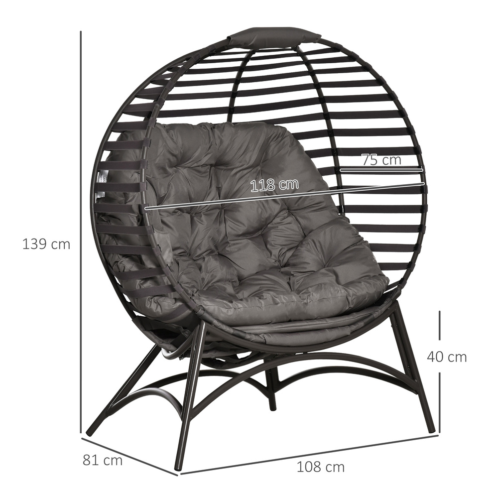 Outsunny Egg Chair with Cushion & Side Pocket - Brown