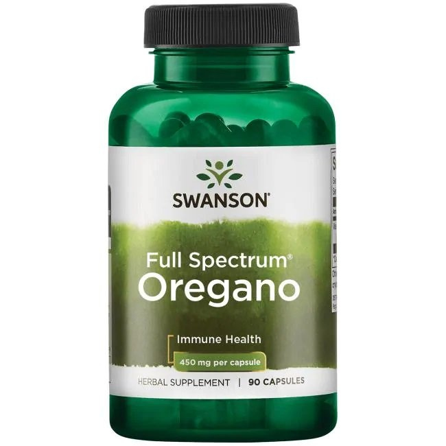Swanson Full Spectrum Oregano 450mg Wspierające Trawienie 90 Kapsułek