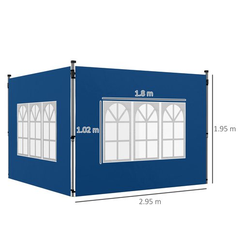 Outsunny Set of 2 Gazebo Side Panels - Blue