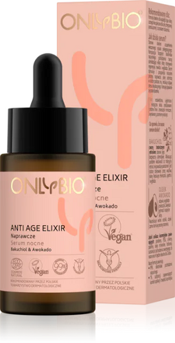 OnlyBio Anti Age Elixir Naprawcze Serum Nocne z Bakuchiolem i Awokado dla Każdego Typu Cery 30ml