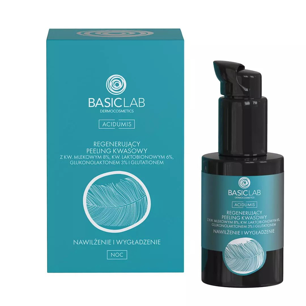 BasicLab Regenerujący Peeling Kwasowy z 8% Kwasem Mlekowym i 6% Kwasem Laktobionowym 30ml Best Before 31.01.26