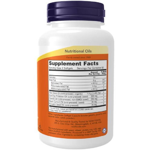 Now Foods Omega 3-6-9 1000mg Wspiera Pracę Układu Sercowo-Naczyniowego 250 Kapsułek Best Before 30.09.26
