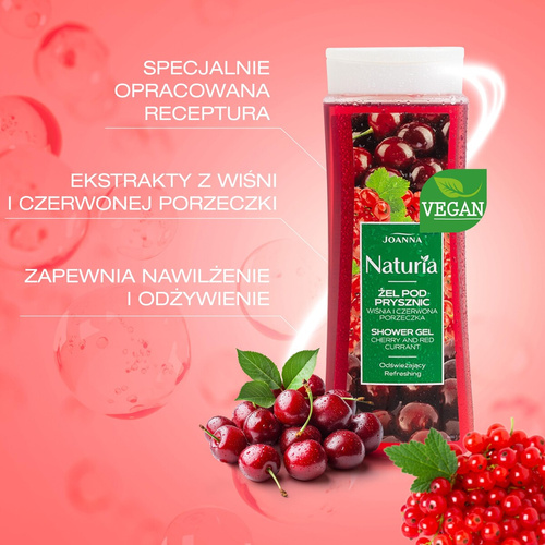 Joanna Naturia Żel pod Prysznic Wiśnia i Czerwona Porzeczka 300ml