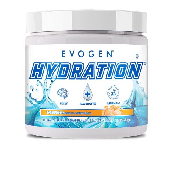 Evogen Hydration Powder with Electrolytes for Hydration and Focus Tangerine 234g