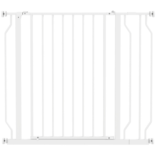 PawHut Wide Dog Safety Gate, with Door Pressure, for Doorways, Hallways, Staircases - White