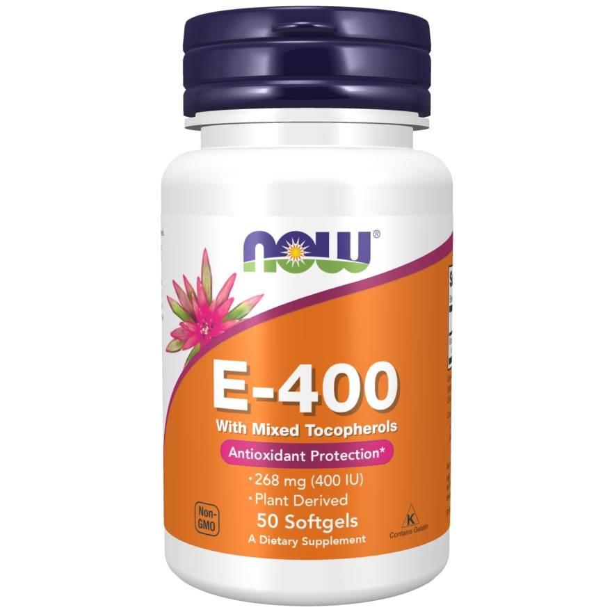 Now Foods Vitamin E-400 Natural Mixed Tocopherols Supports the Body's Immunity 50 Softgels