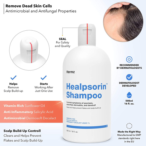 Hermz Healpsorin Shampoo for Psoriasis and Seborrheic Dermatitis 500ml