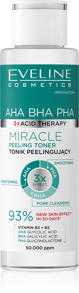 Eveline 3 X Acid Therapy Tonik Peelingujący AHA BHA PHA 110ml