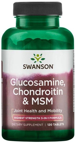 Swanson Glukozamina Chondroityna i MSM na Wsparcie Stawów 120 Tabletek