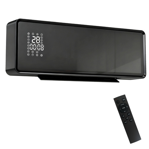 HOMCOM 2000W Ceramic Electric Heater with Fan, Adjustable Thermostat, Wall Mounted - Black