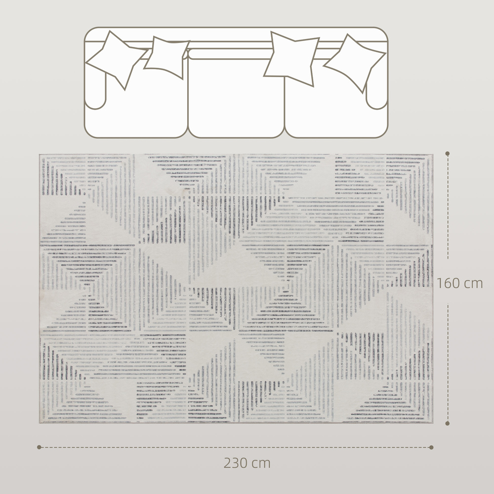 HOMCOM Modern Area Rug, Geometric Pattern Non-Slip Washable Rug, Soft Floor Carpet for Living Room, Bedroom, Dining Room, Home Office, 230 x 160 cm, Grey