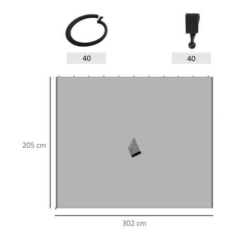 Outsunny Set of Four 3 x 3m Gazebo Replacement Walls - Light Grey
