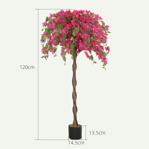 HOMCOM Artificial Plants Murraya, 120 cm Artificial Blossom, Fake Plants in Pot, Large Red Artificial Tree with Flowers for Home House Office Garden Decoration (2 Pack)
