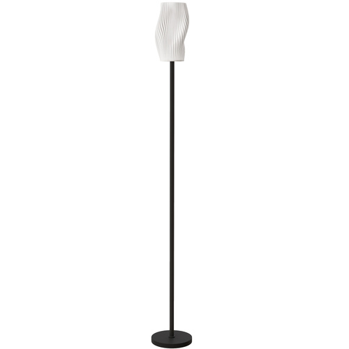 HOMCOM Floor Lamp for Living Room, 3D Printed Modern Standing Lamp with Flowing Curved Shade, 3 Colour Temperature & Foot Switch, Minimalist Tall Pole Lampshade for Bedroom, Office, White
