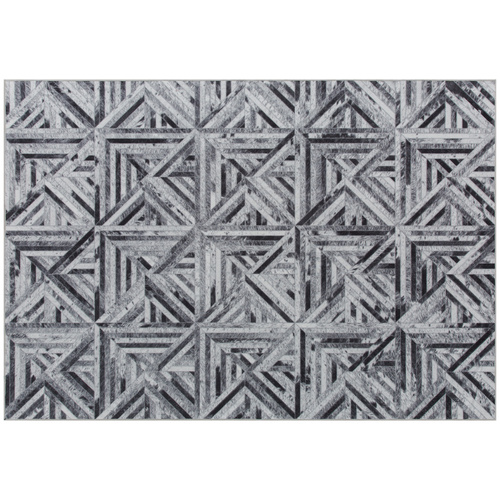 HOMCOM Modern Area Rug, Triangle Pattern Non-Slip Washable Rug, Chenille Floor Carpet for Living Room, Bedroom, Dining Room, Home Office, 290 x 200 cm, Black