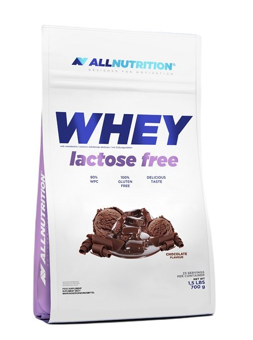Allnutrition Whey Lactose Free Czekoladowe Białko Serwatkowe Bez Laktozy Na Masę Mięśniową 700g